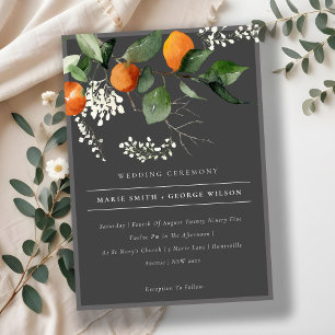 Mörk Chic Orange Blommar botaniskt bröllop - inbj Tack Kort