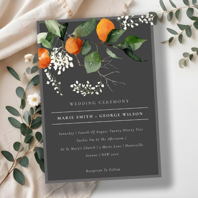 Mörk Chic Orange Blommar  botaniskt bröllop - inbj Tack Kort (Skapare uppladdad)