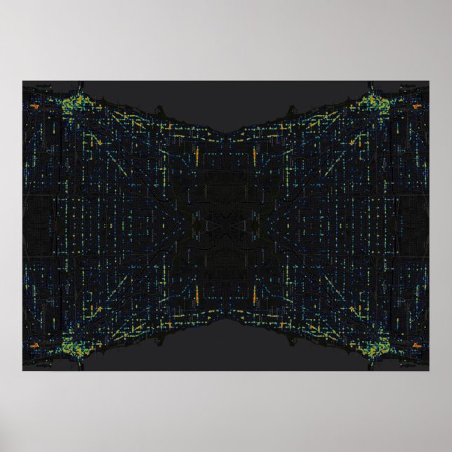 Mörk Chicago Reflection Heatmap Poster (Framsidan)