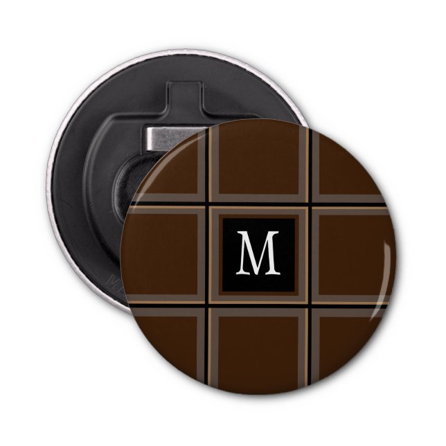 Mörk Chocolate Brown Anpassningsbar Single Initial Flasköppnare (Framsidan)