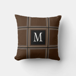 Mörk Chocolate Brown Anpassningsbar Single Initial Kudde