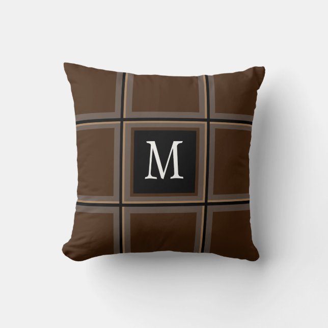Mörk Chocolate Brown Anpassningsbar Single Initial Kudde (Framsida)