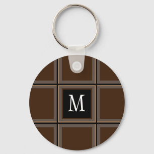 Mörk Chocolate Brown Anpassningsbar Single Initial Nyckelring