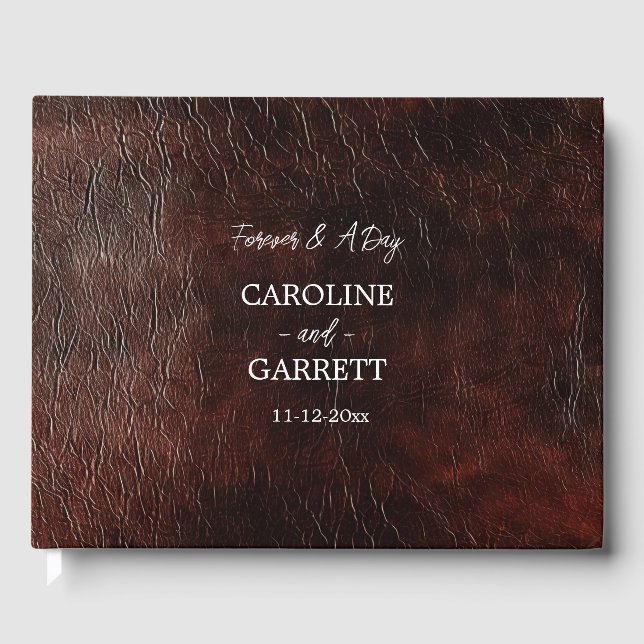 Mörk Chocolate Brown Western Faux-läder Gästböcker (Framsida)