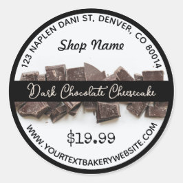 Mörk Chocolate Cheesecake Bakery Round Sticker Runt Klistermärke