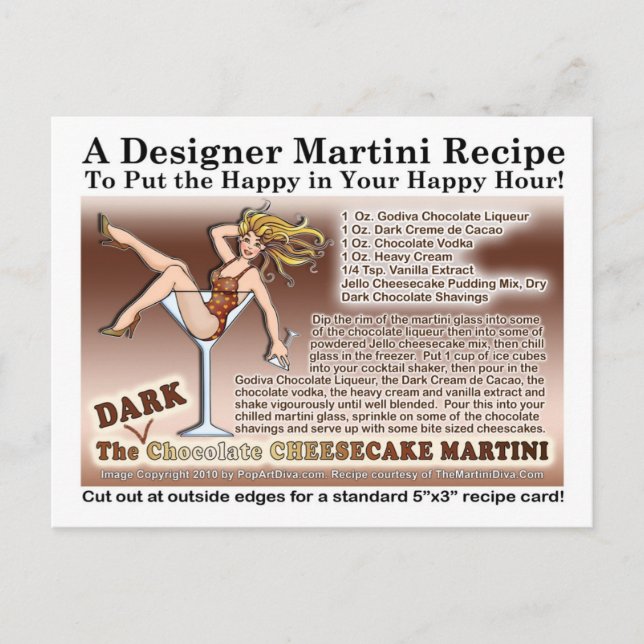 Mörk Chocolate Cheesecake Martini Recept Card Vykort (Framsida)