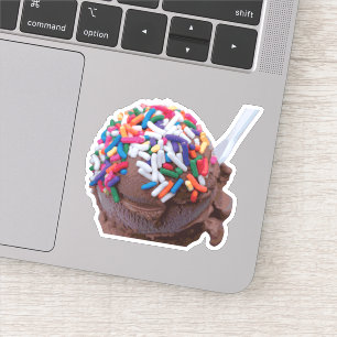 Mörk Chocolate Ice Cream with Rainbow Sprinkles Klistermärken