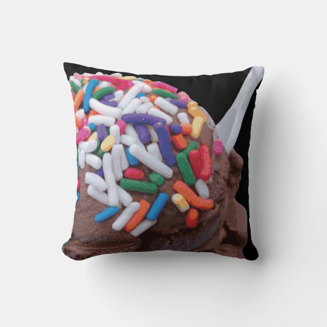 Mörk Chocolate Ice Cream with Rainbow Sprinkles Kudde (Framsida)