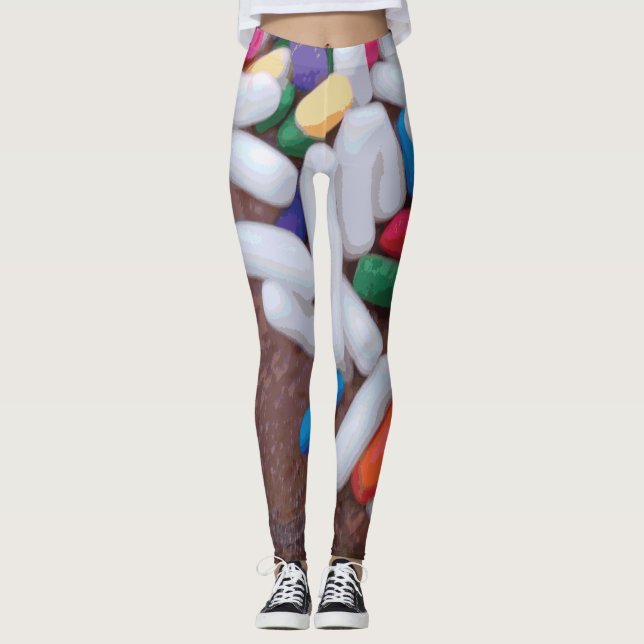 Mörk Chocolate Ice Cream with Rainbow Sprinkles Leggings (Framsida)