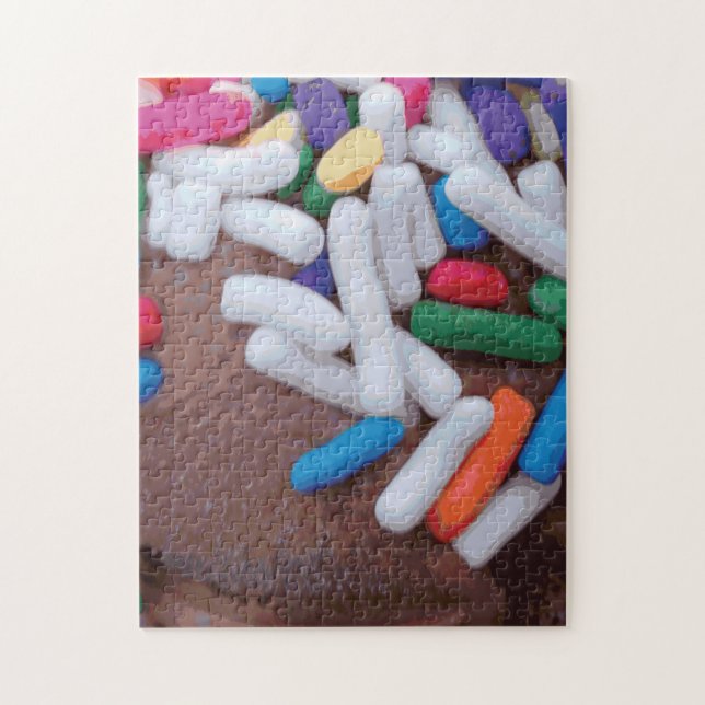 Mörk Chocolate Ice Cream with Rainbow Sprinkles Pussel (Vertikal)