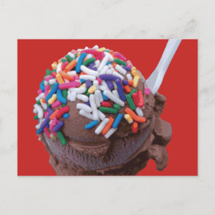 Mörk Chocolate Ice Cream with Rainbow Sprinkles Vykort