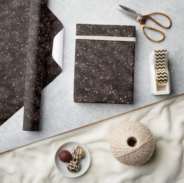 Mörk chokladbrun rik glittermönster presentpapper (Hantverk)