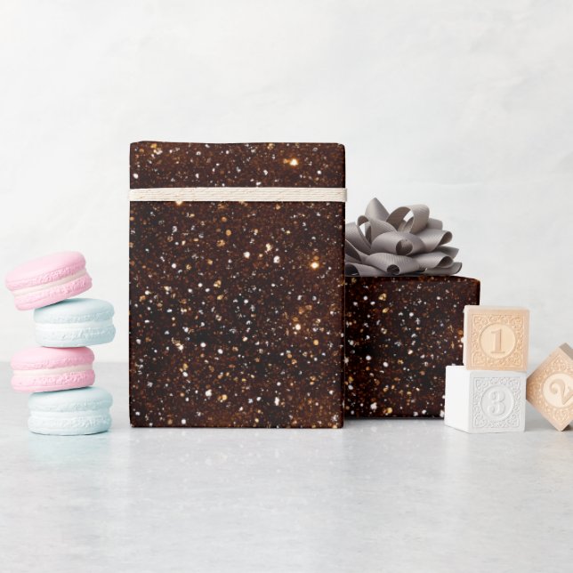 Mörk chokladbrun rik glittermönster presentpapper (Baby Shower)