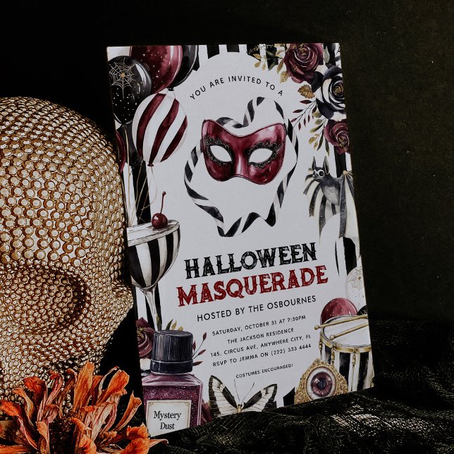 Mörk Cirkus Halloween Maskeradfest Inbjudningar (Skapare uppladdad)