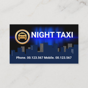 Mörk City Silhouette Nattskift Taxi Service Visitkort