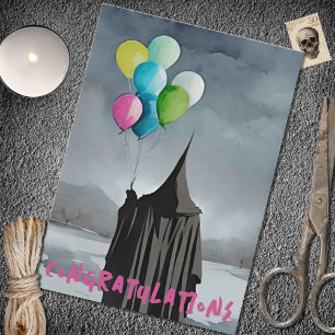 Mörk Clouds & Balloons Gothic Birthday Kort