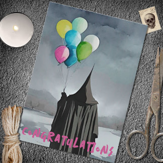 Mörk Clouds & Balloons Gothic Birthday Kort