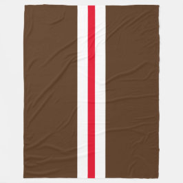 Mörk Cocoa Brown Bright Red White Center Rand Fleecefilt