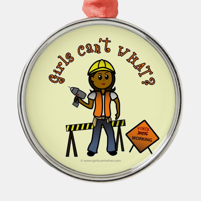 Mörk Construction Girl Julgransprydnad Metall (Framsidan)