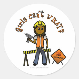 Mörk Construction Girl Runt Klistermärke
