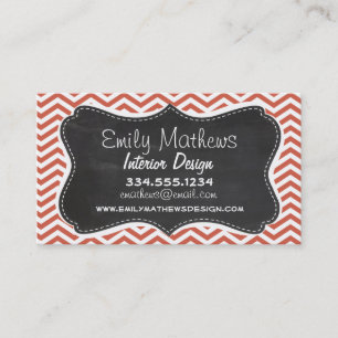 Mörk Coral Chevron; Vintage Chalkboard Visitkort