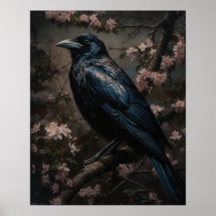 Mörk Cottagecore Black Kråka Art Skriv ut Poster
