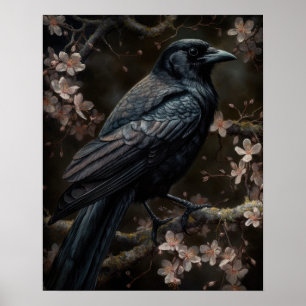 Mörk Cottagecore Black Kråka Art Skriv ut Poster