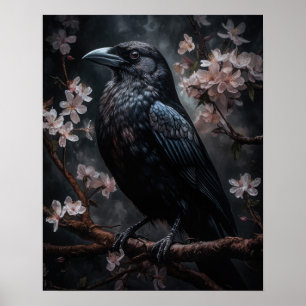 Mörk Cottagecore Black Kråka Art Skriv ut Poster