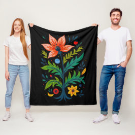 Mörk Cottagecore Dyster Boho Folklig Konst Blommig Fleecefilt