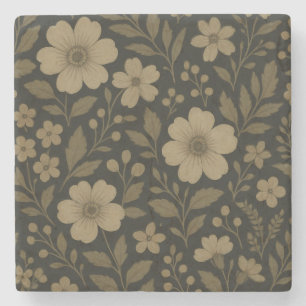 Mörk Cottagecore Rustic Vintage Blommigt Stenunderlägg