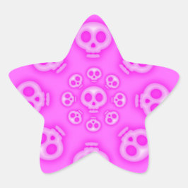 Mörk Cotton Candy Rosa Skull Star-dekal Stjärnformat Klistermärke