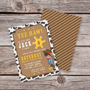 Mörk Cowboys Vilda western Birthday-inbjudan Inbjudningar