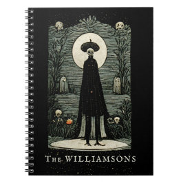 Mörk Creepy Vintage Halloween Tarot Card inspikad Anteckningsbok