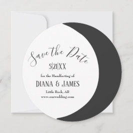 Mörk Crescent Måne Wicca Handfastfastsätt Spara da Datumet