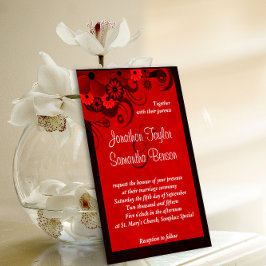 Mörk Crimson Red Blommigt Gothic Wedding bjudande Inbjudningar