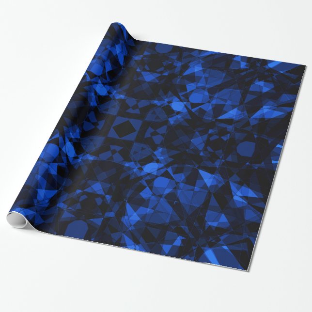 Mörk Crystal Mandala Blue Presentpapper (Utrullad)