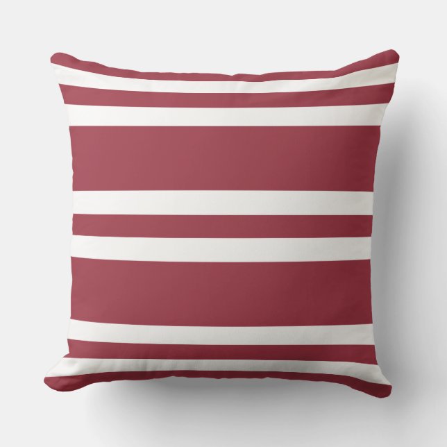 Mörk Currant Red and White Rand Kudde (Framsida)