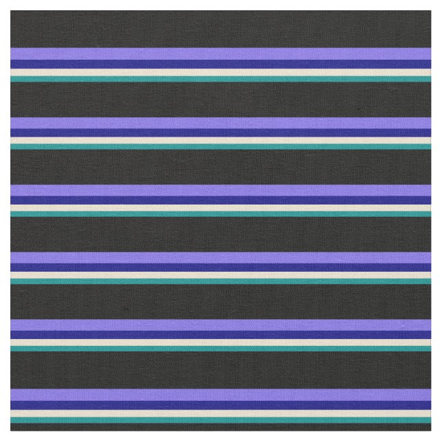Mörk Cyan, Beige, Blue, Medium Slate Blue & Black Tyg (Närbild)