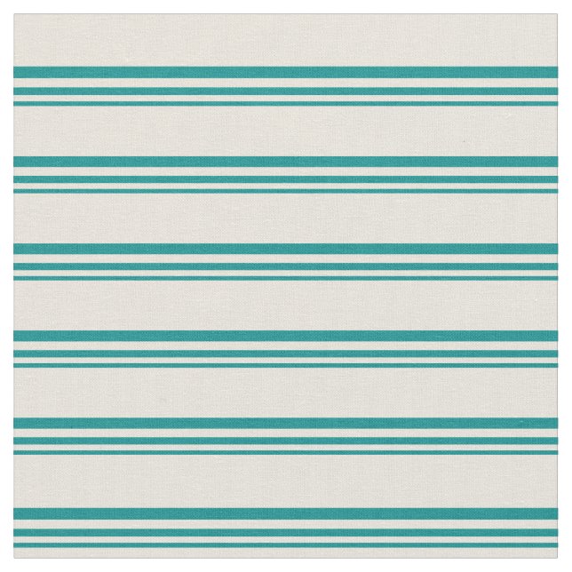 Mörk Cyan & Beige Färgad Lining Mönster Tyg (Närbild)