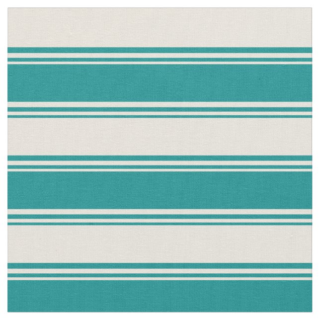 Mörk Cyan & Beige Färgad Lining Mönster Tyg (Närbild)