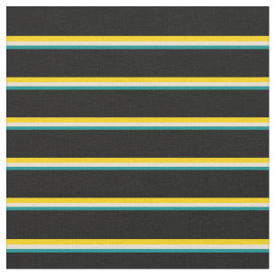 Mörk Cyan, Beige, Gult och Svartvit Mönster Tyg