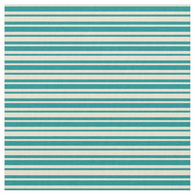 Mörk Cyan & Beige Stripe/Linjerad Mönster Tyg (Närbild)