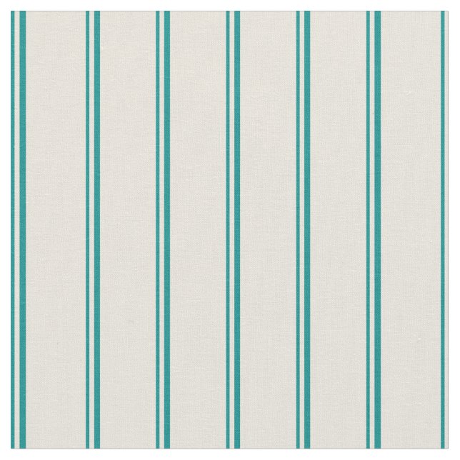 Mörk Cyan & Beige Stripe Mönster Tyg (Närbild)