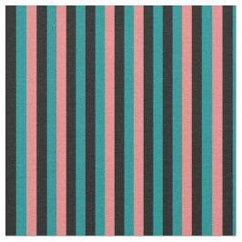 Mörk Cyan, Black och Light Coral Mönster Tyg