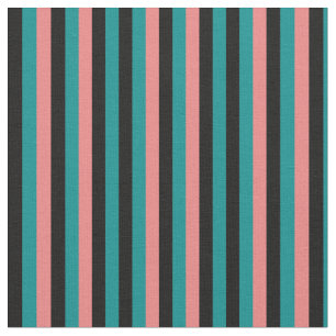 Mörk Cyan, Black och Light Coral Mönster Tyg
