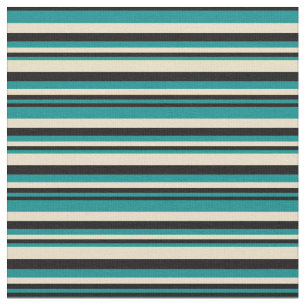 Mörk Cyan, Black & Tan Mönster i Rand Tyg