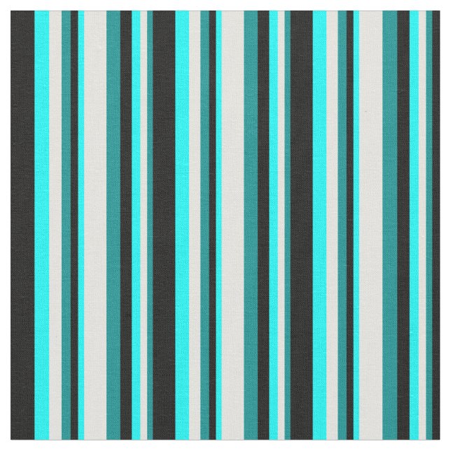 Mörk Cyan, Light Cyan, Cyan & Black Linjer Tyg (Närbild)