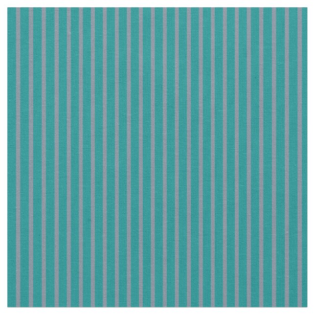 Mörk Cyan & Light Slate Grått Färgad Rand Tyg (Närbild)