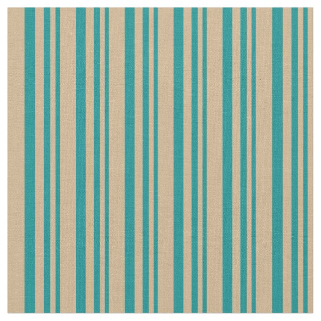 Mörk Cyan och Tan Stripe/Lined Mönster Tyg (Närbild)