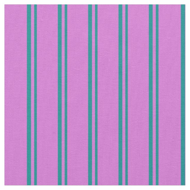 Mörk Cyan & Orchid Färgad Rand Mönster Tyg (Närbild)